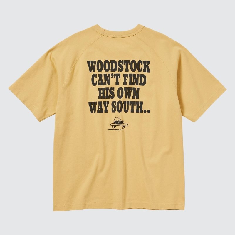 Camiseta Uniqlo Retro Peanuts Ut Oversized Short-sleeve Graphic Hombre Amarillo | 6425689