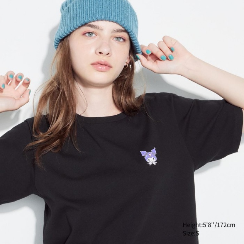Camiseta Uniqlo Sanrio characters UT Short-Sleeve Mujer Negras | 6014252