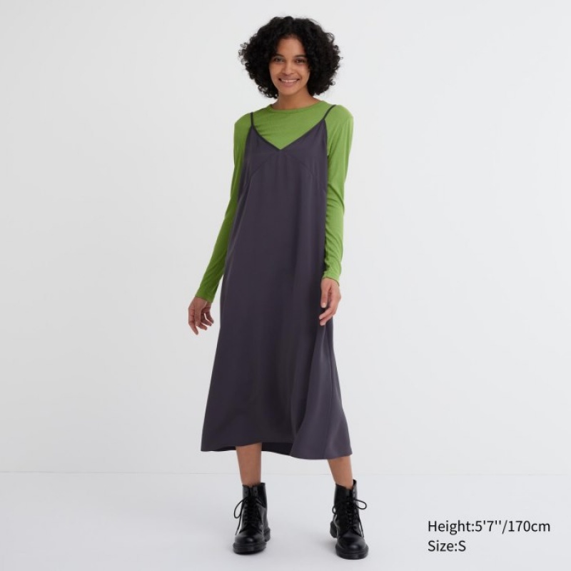 Camiseta Uniqlo Sheer Jersey Crew Neck Long-Sleeve Mujer Verde | 5083267