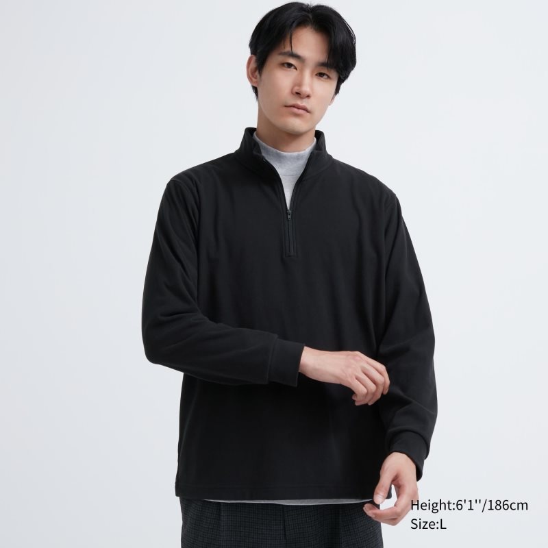 Camiseta Uniqlo Smooth Fleece Half-zip Hombre Negras | 9575757