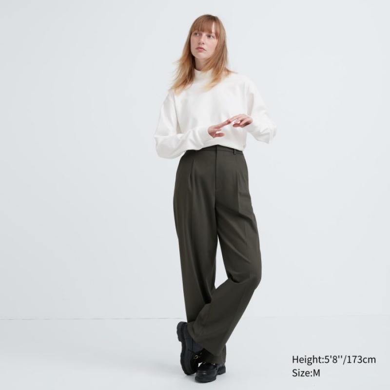 Camiseta Uniqlo Smooth Fleece Mock Neck Long-Sleeve Mujer Moradas | 1801916