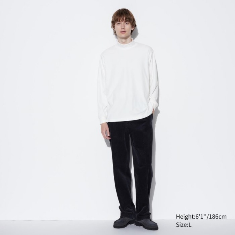 Camiseta Uniqlo Smooth Fleece Mock Neck Long-Sleeve Mujer Blancas | 2336839