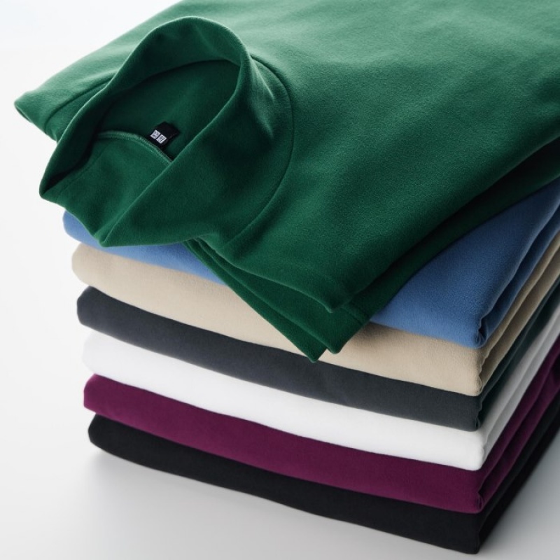 Camiseta Uniqlo Smooth Fleece Mock Neck Long-Sleeve Mujer Blancas | 2336839