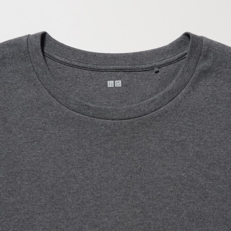 Camiseta Uniqlo Smooth Stretch Cotton Crew Neck Long-Sleeve Mujer Rosas | 4167598