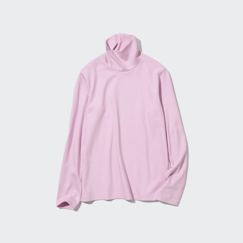 Camiseta Uniqlo Smooth Stretch Cotton Turtleneck Long-Sleeve Mujer Blancas | 5762276