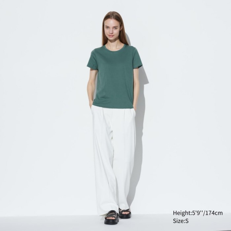 Camiseta Uniqlo Supima Cotton Crew Neck Short Sleeve Mujer Blancas | 5058578