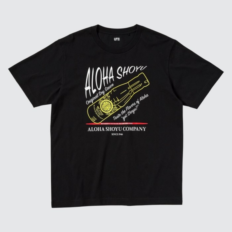 Camiseta Uniqlo The Brands Hawaii UT Short-Sleeve Aloha Shoyu Mujer Negras | 5942405