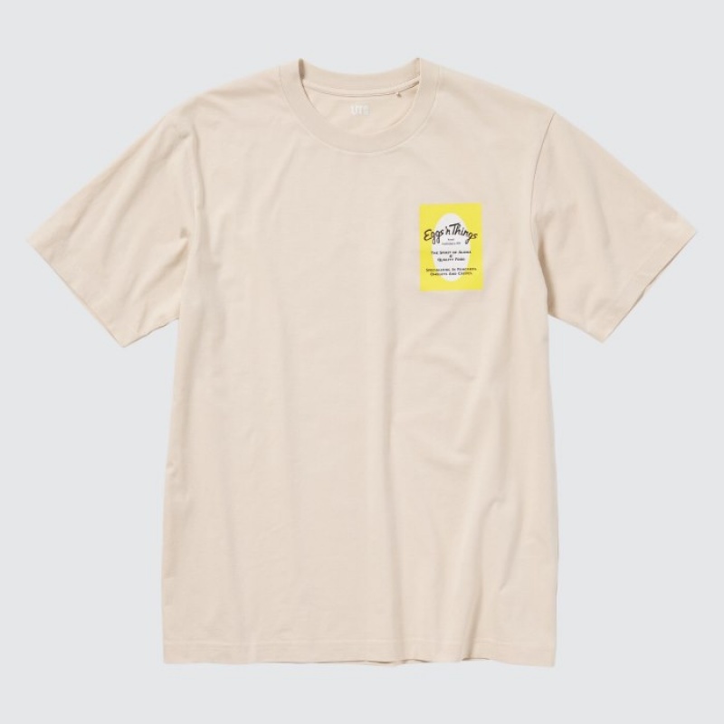 Camiseta Uniqlo The Brands Hawaii UT Short-Sleeve Eggs 'n Things Mujer Beige | 5215930