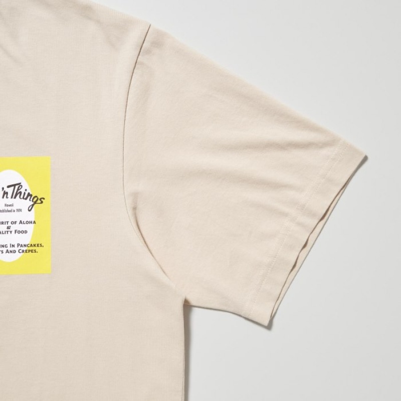 Camiseta Uniqlo The Brands Hawaii UT Short-Sleeve Eggs 'n Things Mujer Beige | 5215930