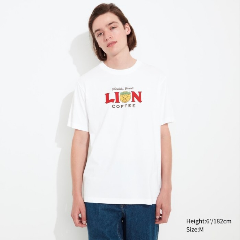 Camiseta Uniqlo The Brands Hawaii UT Short-Sleeve Lion Coffee Mujer Blancas | 2237122