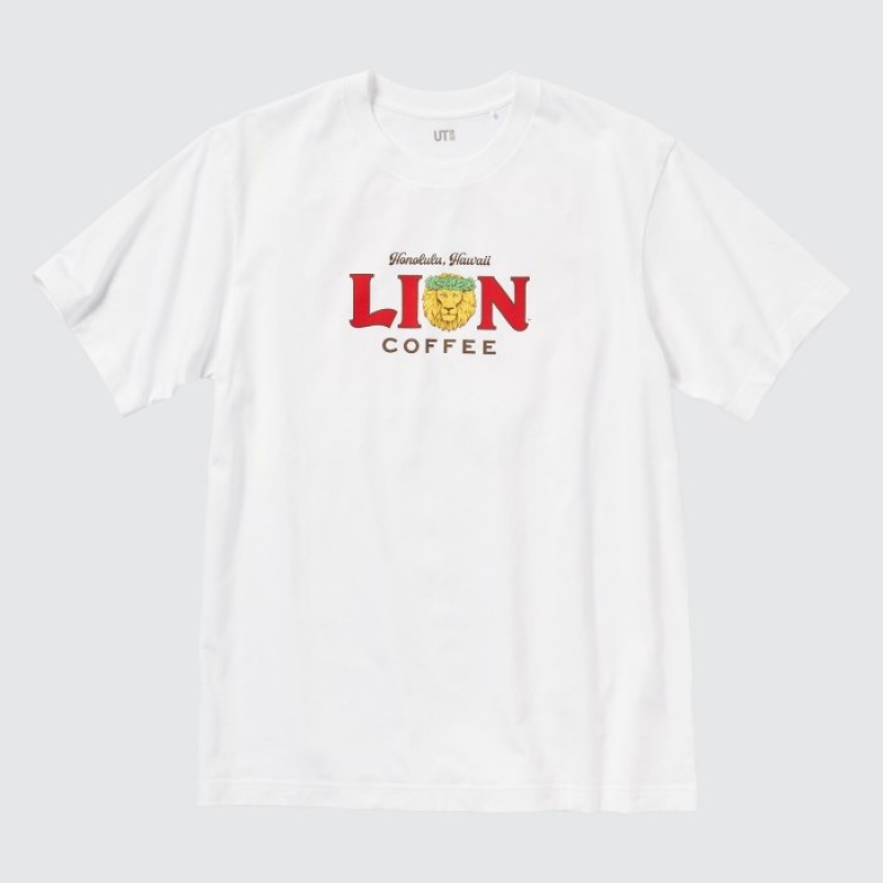 Camiseta Uniqlo The Brands Hawaii UT Short-Sleeve Lion Coffee Mujer Blancas | 2237122