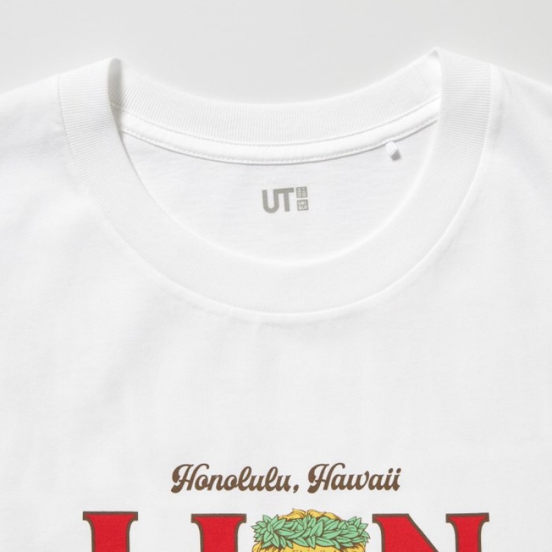 Camiseta Uniqlo The Brands Hawaii UT Short-Sleeve Lion Coffee Mujer Blancas | 2237122