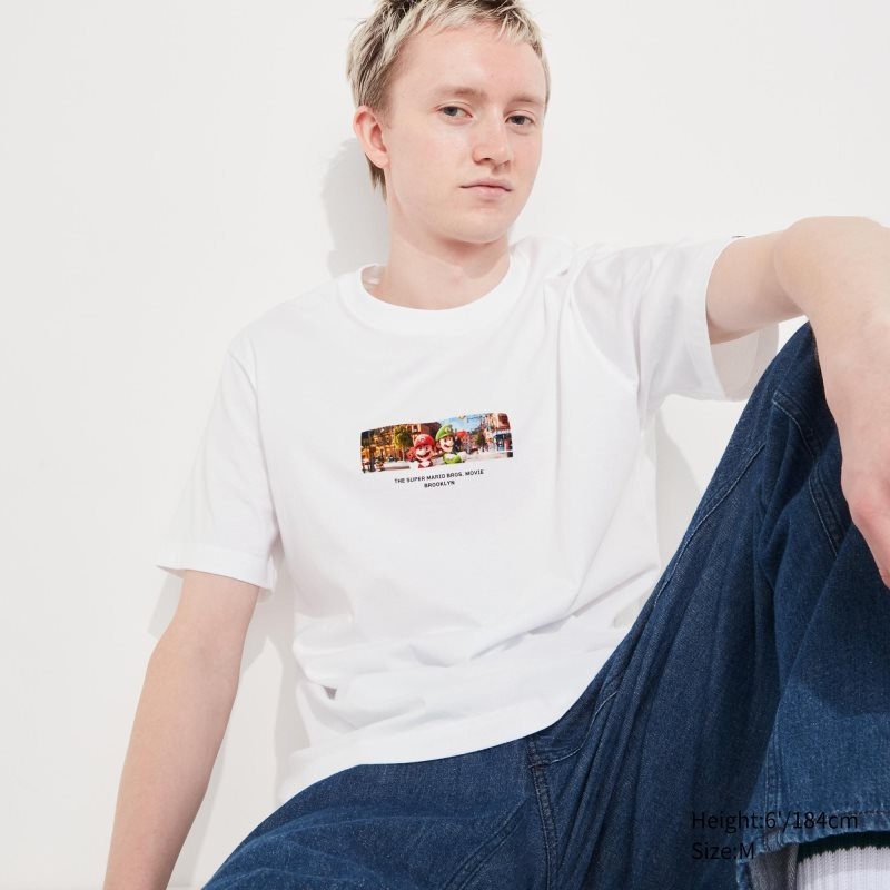 Camiseta Uniqlo The Super Mario Bros. Movie Ut Short Sleeve Graphic Hombre Blancas | 9923410