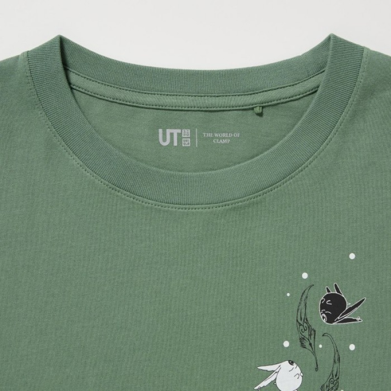 Camiseta Uniqlo The World of CLAMP UT Short Sleeve Mujer Verde | 3879242