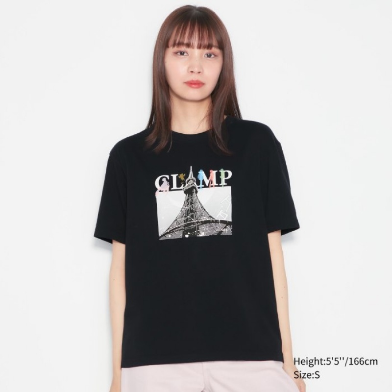 Camiseta Uniqlo The World of CLAMP UT Short Sleeve Mujer Negras | 8023372