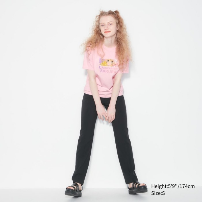 Camiseta Uniqlo The World of CLAMP UT Short Sleeve Mujer Rosas | 1652212