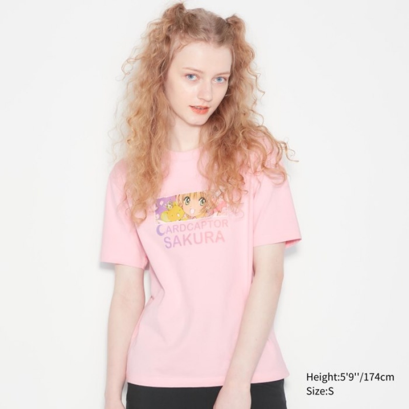 Camiseta Uniqlo The World of CLAMP UT Short Sleeve Mujer Rosas | 1652212