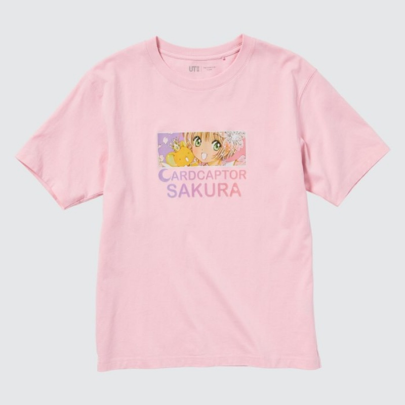 Camiseta Uniqlo The World of CLAMP UT Short Sleeve Mujer Rosas | 1652212