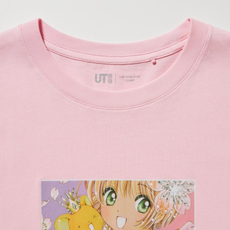 Camiseta Uniqlo The World of CLAMP UT Short Sleeve Mujer Rosas | 1652212