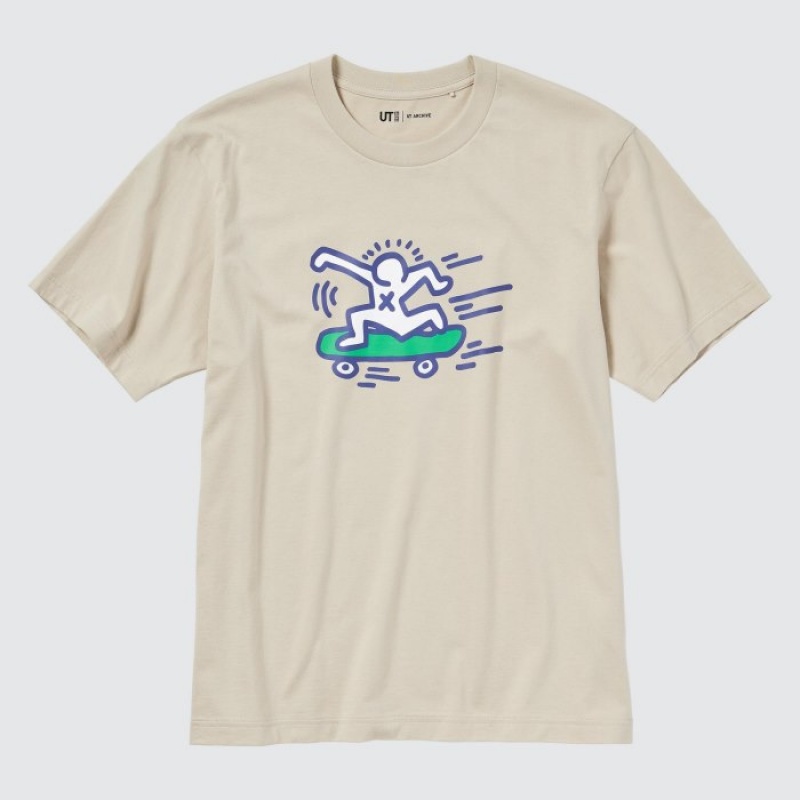 Camiseta Uniqlo UT Archive UT Short Sleeve Keith Haring Mujer Beige | 6417187