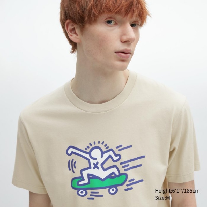 Camiseta Uniqlo UT Archive UT Short Sleeve Keith Haring Mujer Beige | 6417187