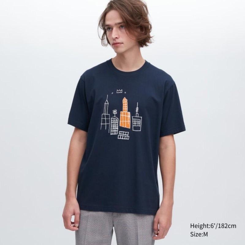 Camiseta Uniqlo UT Archive UT Short Sleeve Jean-Michel Basquiat Mujer Azul Marino | 3993128