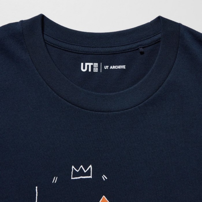 Camiseta Uniqlo UT Archive UT Short Sleeve Jean-Michel Basquiat Mujer Azul Marino | 3993128