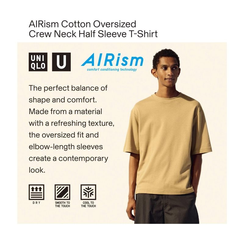Camiseta Uniqlo U AIRism Cotton Oversized Crew Neck Half-Sleeve Hombre Blancas | 7426697