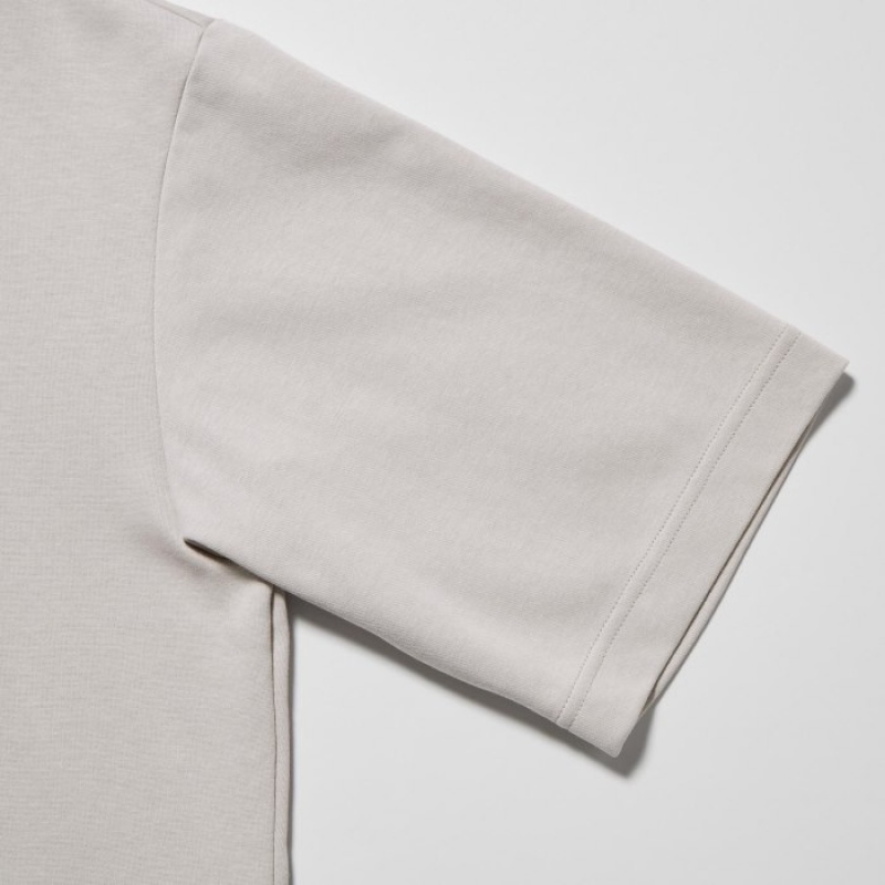 Camiseta Uniqlo U AIRism Cotton Oversized Crew Neck Half-Sleeve Mujer Moradas | 2591837