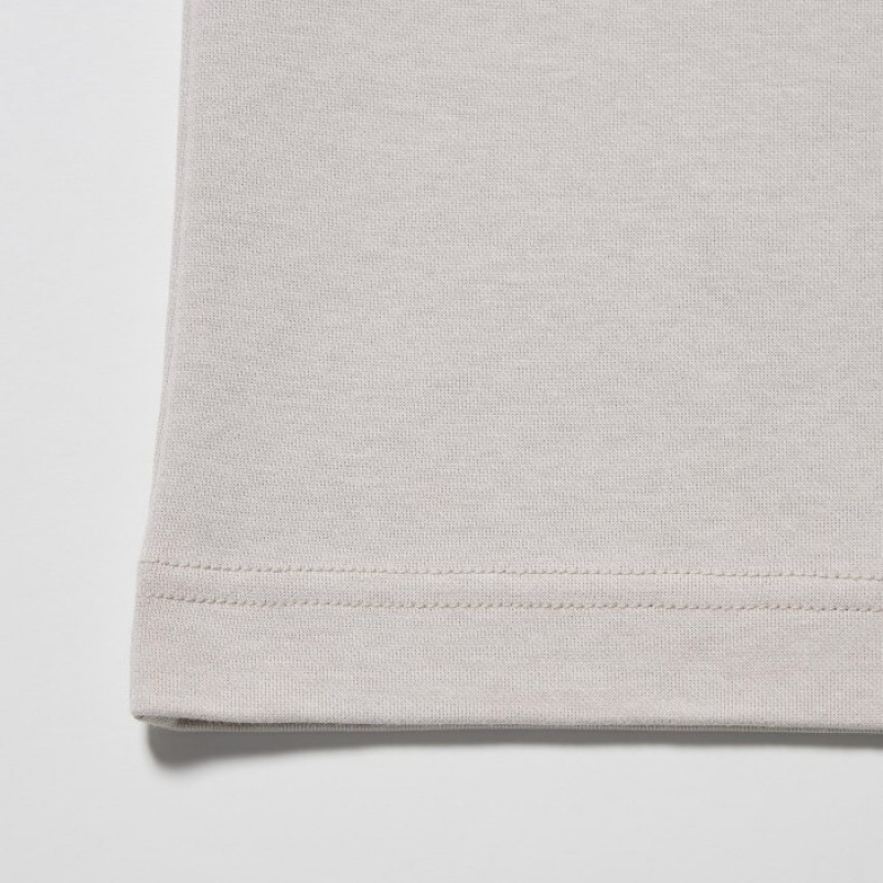 Camiseta Uniqlo U AIRism Cotton Oversized Crew Neck Half-Sleeve Mujer Moradas | 2591837