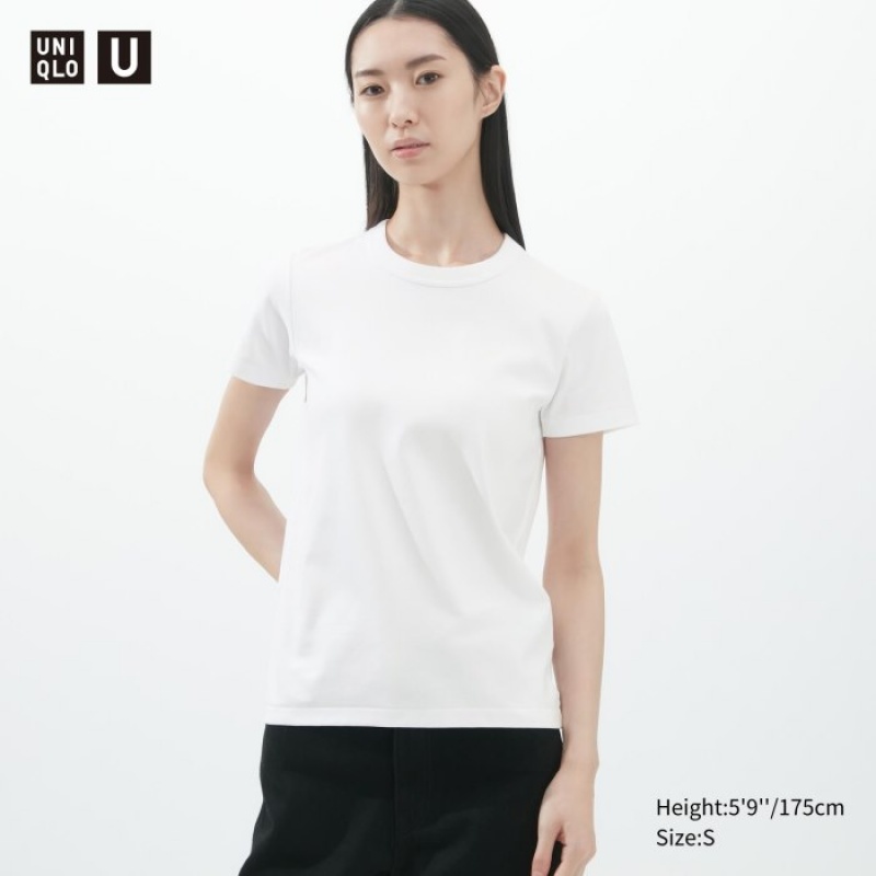 Camiseta Uniqlo U Crew Neck Short-sleeve Mujer Blancas | 615469
