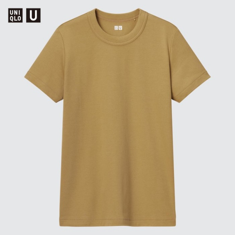 Camiseta Uniqlo U Crew Neck Short-sleeve Mujer Amarillo | 6735489