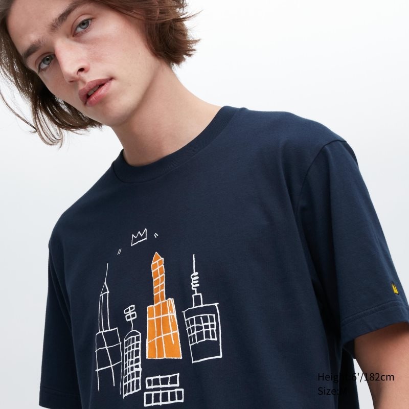 Camiseta Uniqlo Ut Archive Ut Short Sleeve Graphic Jean-michel Basquiat Hombre Azul Marino | 6105423