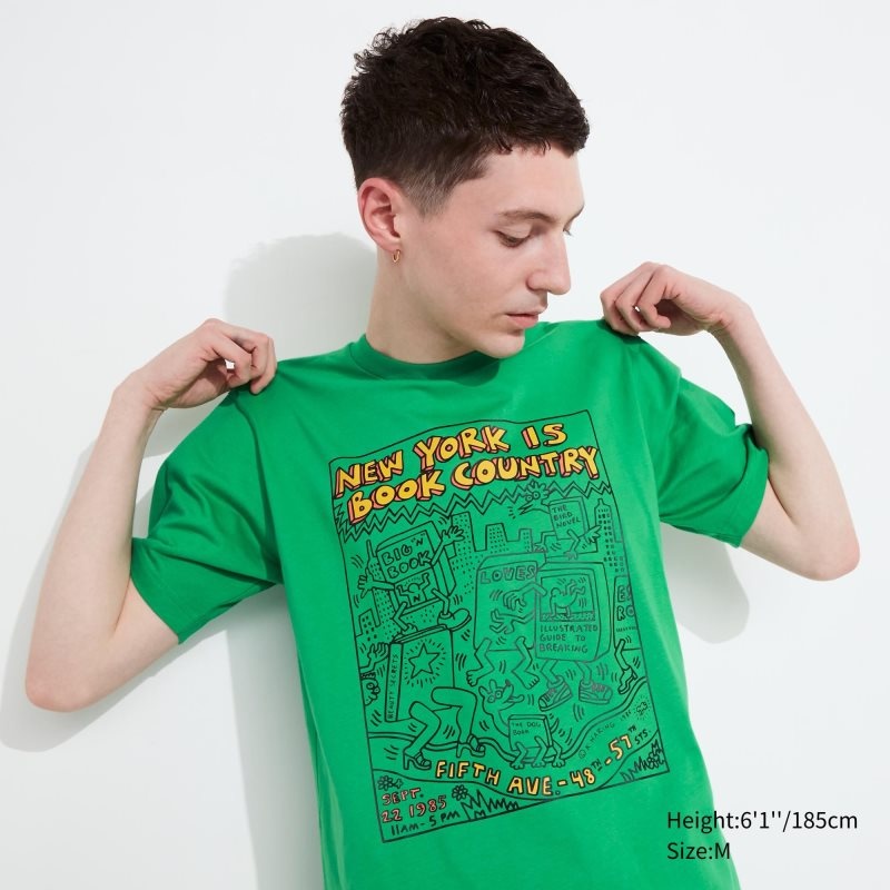 Camiseta Uniqlo Ut Archive Ut Short Sleeve Graphic Keith Haring Hombre Verde | 2825576
