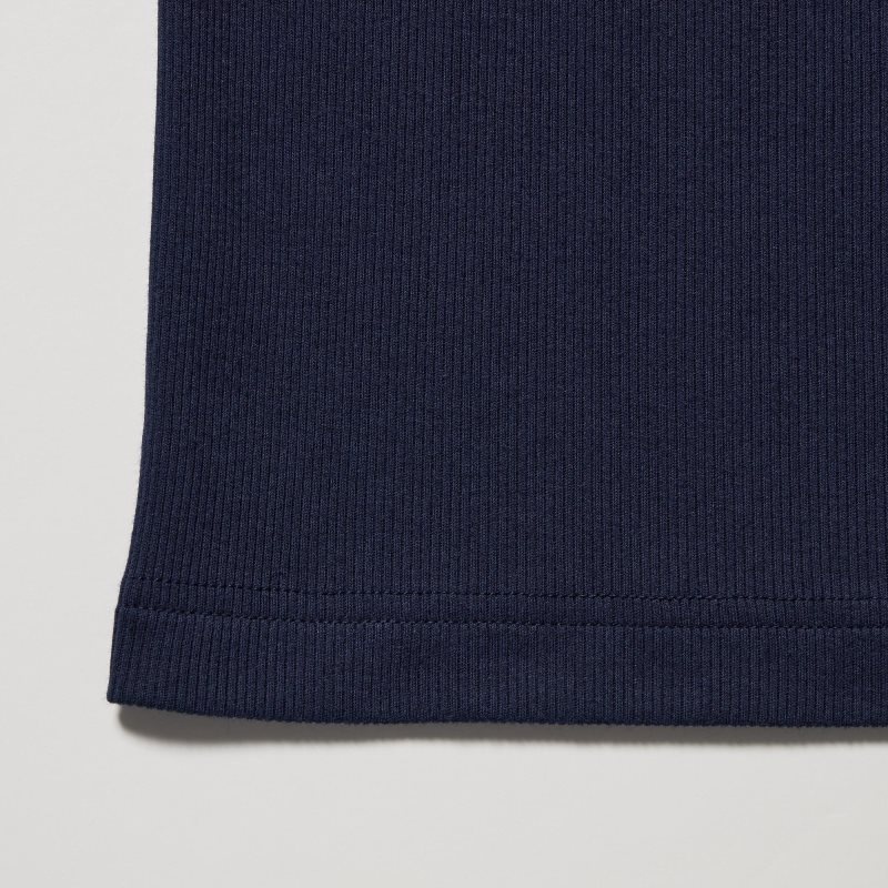 Camiseta sin Manga Uniqlo Dry Color Ribbed Hombre Azul Marino | 7519292