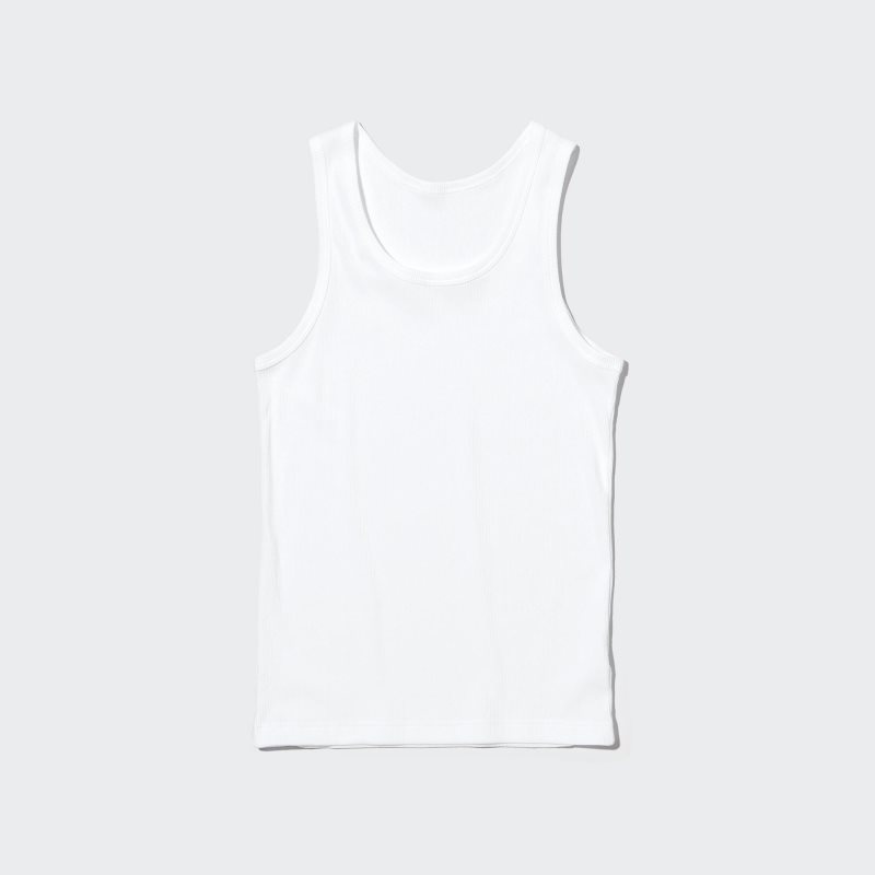 Camiseta sin Manga Uniqlo Dry Color Ribbed Hombre Blancas | 9873454