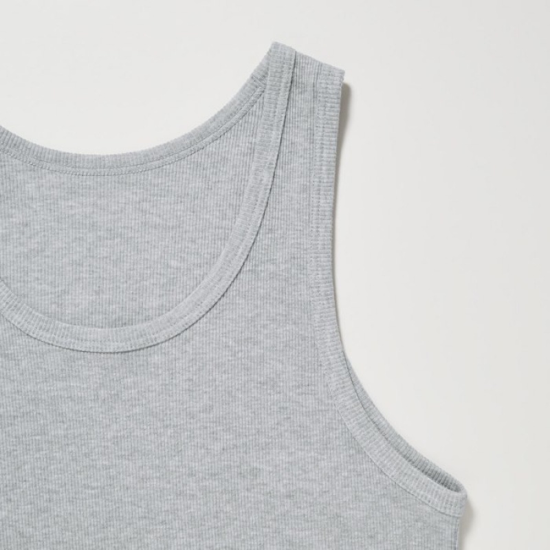 Camiseta sin Manga Uniqlo Dry Color Ribbed Mujer Gris | 869481