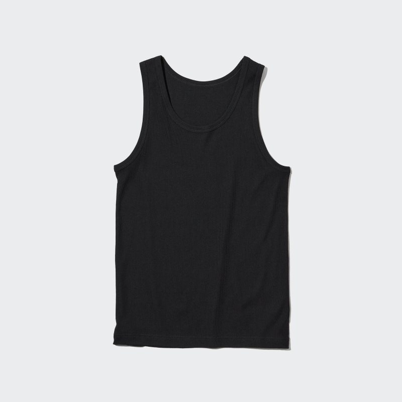 Camiseta sin Manga Uniqlo Dry Color Ribbed Hombre Negras | 2676450
