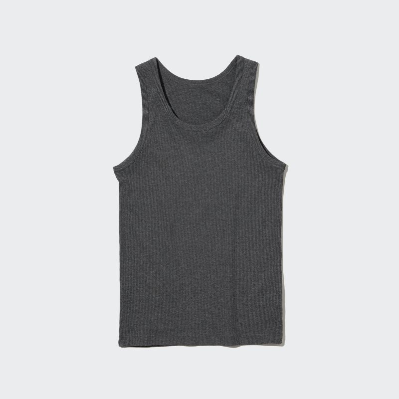 Camiseta sin Manga Uniqlo Dry Color Ribbed Hombre Gris | 1937140