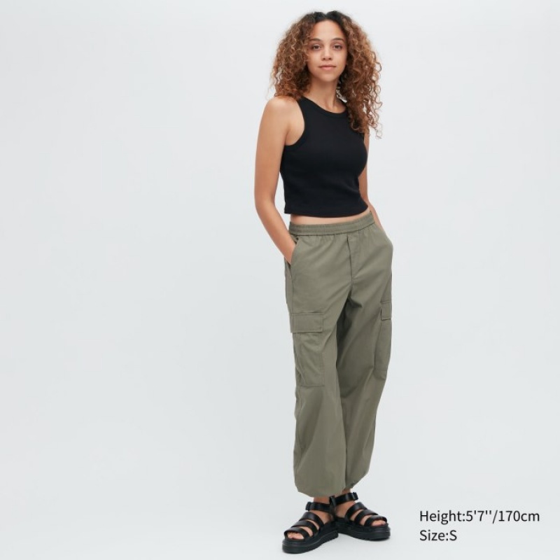 Camiseta sin Manga Uniqlo Ribbed Cropped Sleeveless Mujer Negras | 2071739