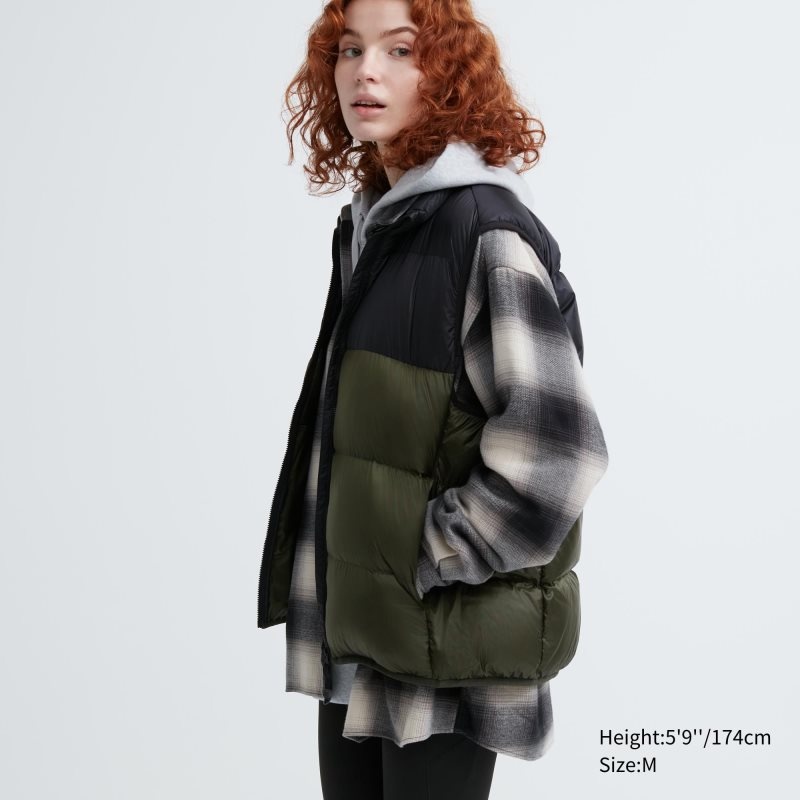 Chaleco Uniqlo Ultra Light Down Color Block Hombre Verde Oliva | 8632962