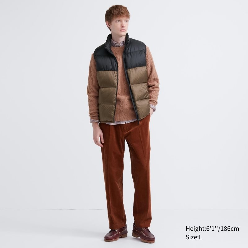 Chaleco Uniqlo Ultra Light Down Color Block Hombre Marrones | 8035259