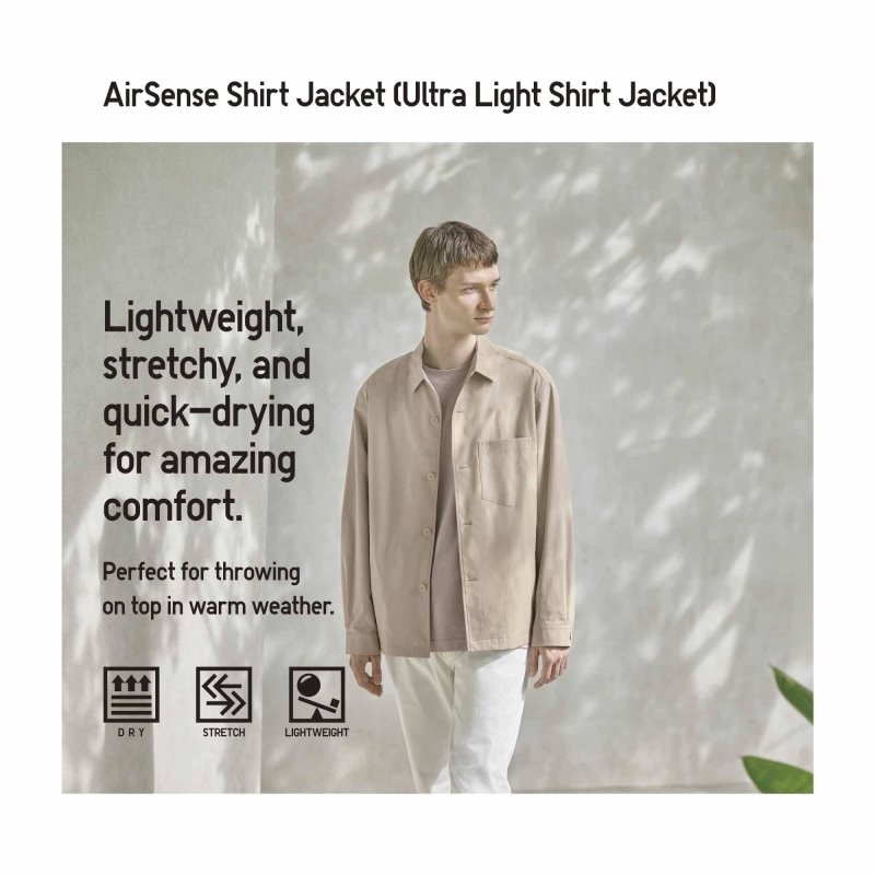 Chaquetas Uniqlo Airsense Shirt Ultra Light Shirt Hombre Beige | 2343673