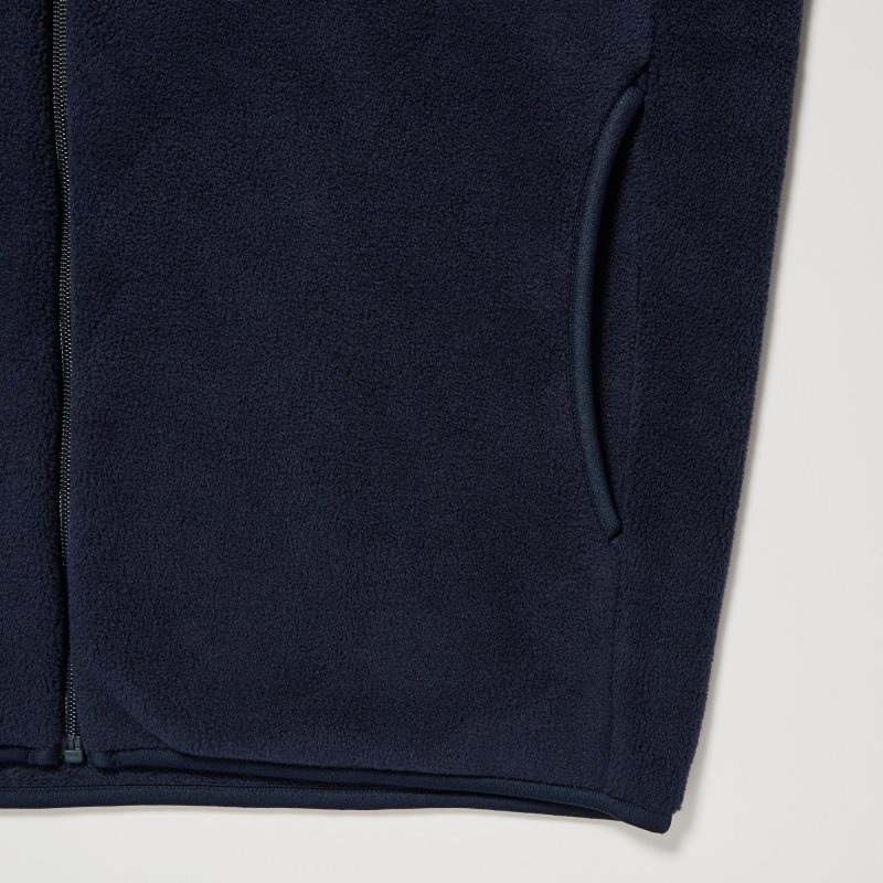 Chaquetas Uniqlo Fleece Long-sleeve Full-zip Hombre Azul Marino | 2724035