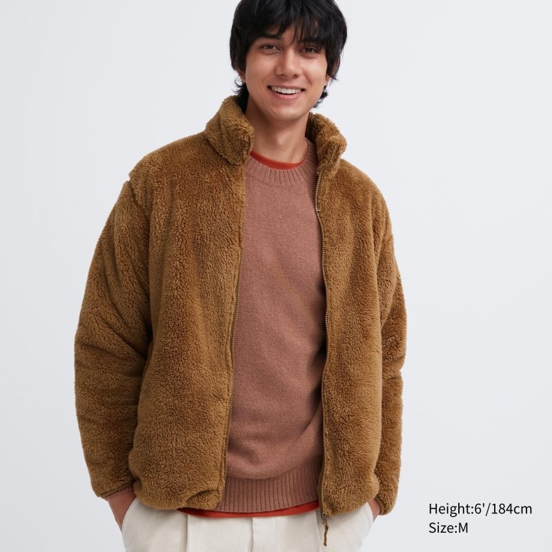 Chaquetas Uniqlo Fluffy Yarn Fleece Full-Zip Hombre Marrones | 6982578