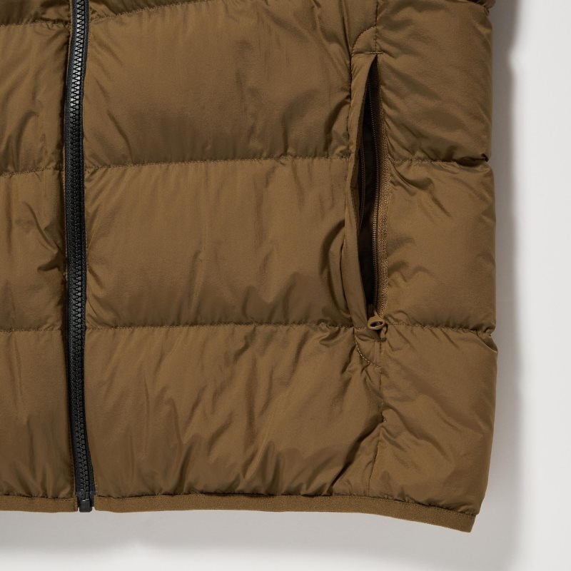 Chaquetas Uniqlo Ultra Light Down 3d Cut Wide Quilt Color Block Hombre Marrones | 2155874