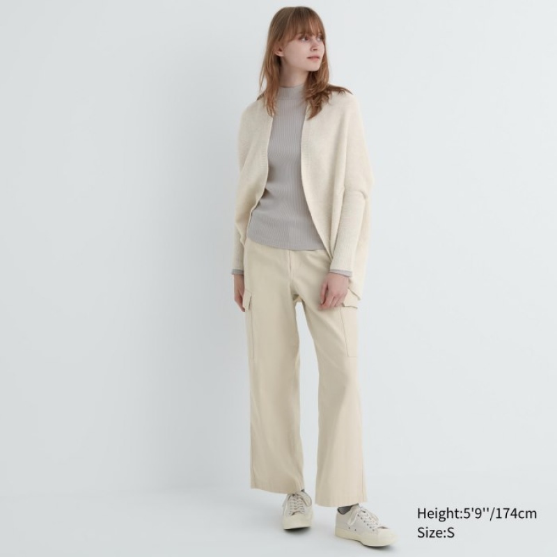Cárdigan Uniqlo 3D Knit Souffle Yarn Long-Sleeve Mujer Blancas | 5188524