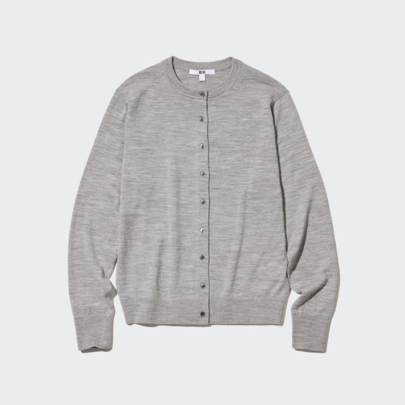 Cárdigan Uniqlo Extra Fine Merino Crew Neck Mujer Rojas | 3085227
