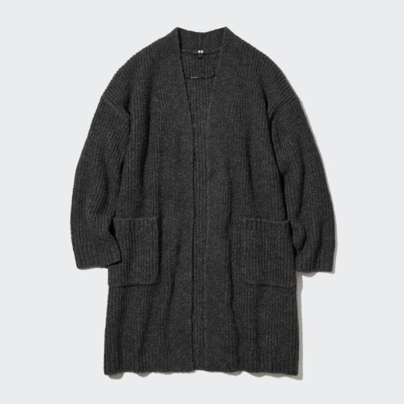 Cárdigan Uniqlo Knitted Long Mujer Gris | 4124632