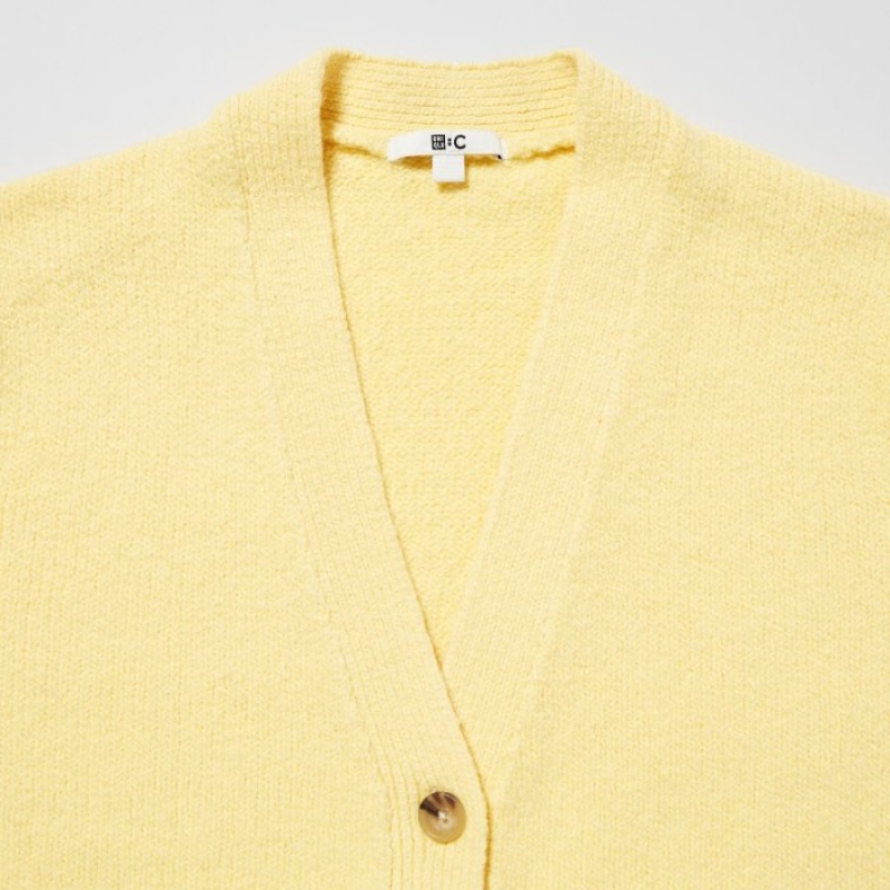 Cárdigan Uniqlo Soft Knit V-Neck Flare Long-Sleeve Mujer Amarillo | 9601063